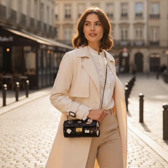 Black Lucky Charms Quilted Cylinder Shoulder Crossbody Bag - Picture 3 of 15